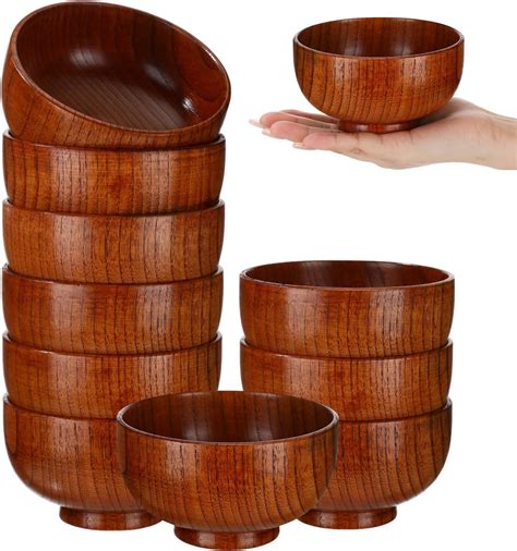 Amazon.com | Skylety Acacia Wooden Bowls Small Calabash Bowls Round ...