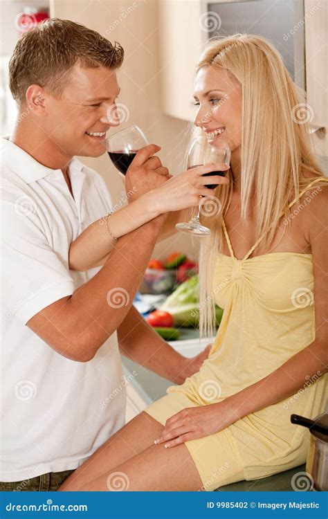 Adorable Couple Sharing Champagne Stock Photo - Image of feeling, cute ...