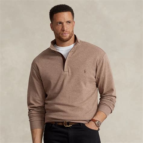 Polo Ralph Lauren Luxury Jersey Quarter-zip Pullover In Brown Heather ...