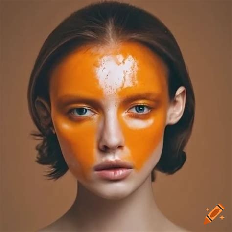 Face covered in orange liquid on Craiyon