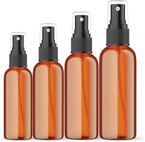 Lookseven Amber Plastic Essential Oil Spray Bottle Set, Four Sizes ...