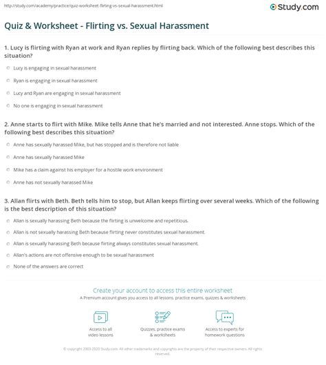 Quiz & Worksheet - Flirting vs. Sexual Harassment | Study.com
