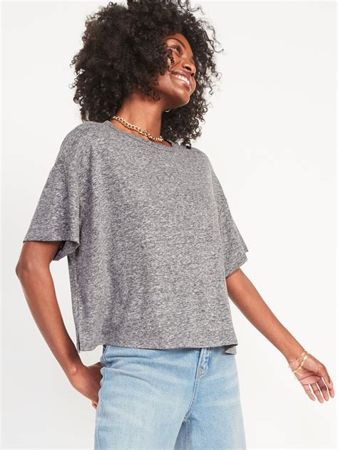 Elbow-Sleeve Oversized Linen-Blend T-Shirt for Women | Old Navy