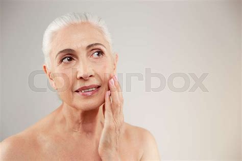 Beauty portrait of an attractive naked elderly woman | Stock image ...