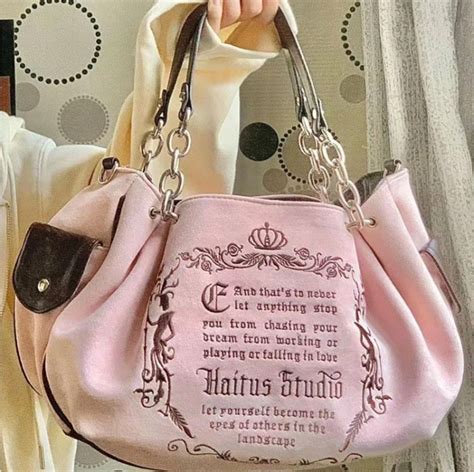 Juicy Couture Bag Style Y2k Vintage Luxury Pink/gray Velvet Embroidery ...