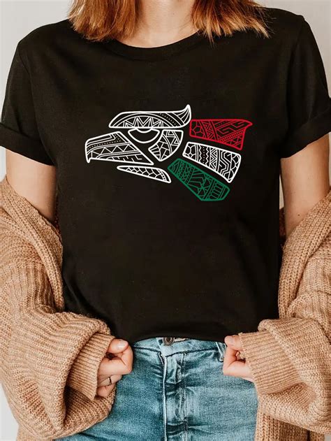 100% Cotton Mexico Flag - Mexican Eagle Aztec Style - Hecho En Mexico T ...