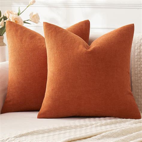 Amazon.com: MIULEE Burnt Orange Couch Pillow Covers 18x18 Inch, Set of ...