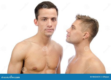 Two Guys. Love and Relationships. White Background. Stock Image - Image ...
