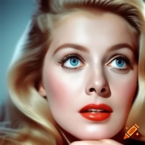 Hyper-realistic color photograph of european actress from 1963 with ...