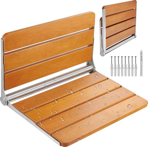 Amazon.com: Folding Shower Seat Wall Mounted,Folding Teak Shower Seat ...