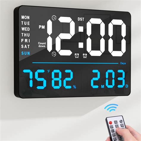 Amazon.com: MASHI 14" Large Digital Wall Clock Battery Operated with ...