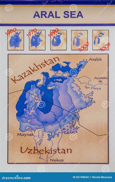 Historical Map of the Aral Sea Editorial Stock Image - Image of history ...