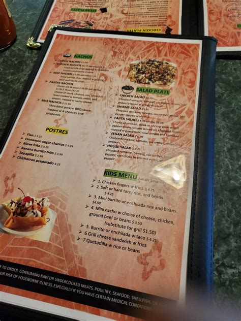 Menu at 4 Tacos Locos restaurant, Greenville