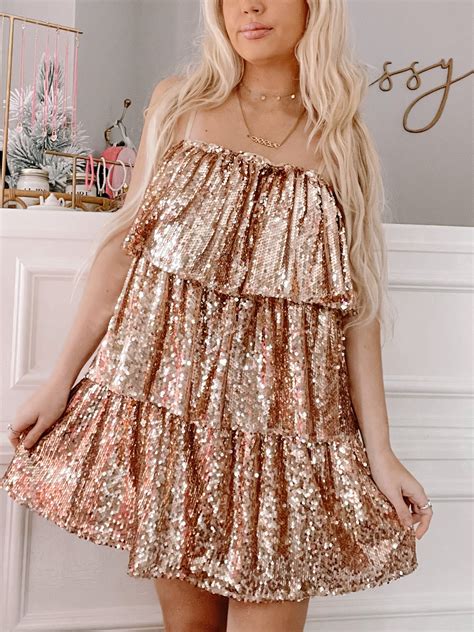 All That's Gold Sequin Dress | Sassy Shortcake