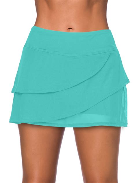 UKAP Women High Waist Swim Skirt Bikini Swimsuit Bottom Layers Ruffle ...