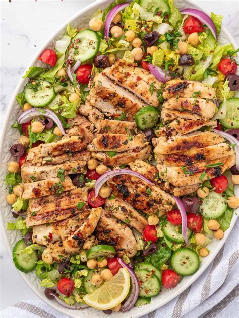 Healthy Grilled Mediterranean Chicken Salad - Cookin' with Mima
