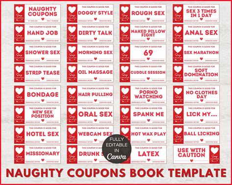 Naughty Coupons Template. Printable Naughty Coupon Book, Editable Sex ...