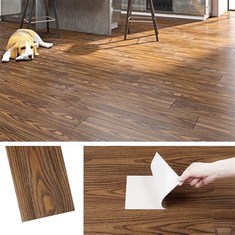 Amazon.com: Livelynine 6X36 Peel and Stick Flooring Planks Dark Wood ...
