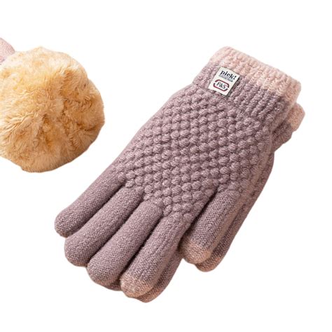 Women's Winter Gloves 2-Finger Touch Screen Warm Fleece Lined Knit ...