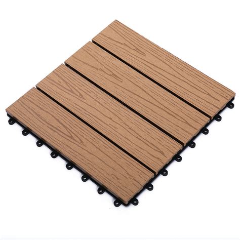 12"x 12" Wood- Composite 11PCS Quick Interlocking Flooring & Patio Deck ...