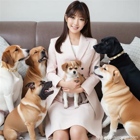 Haruna Kawaguchi with Beautiful Women and Dogs | Stable Diffusion Online