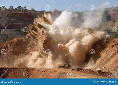 Mining Demolition, with Explosives and Machinery Being Used To Collapse ...