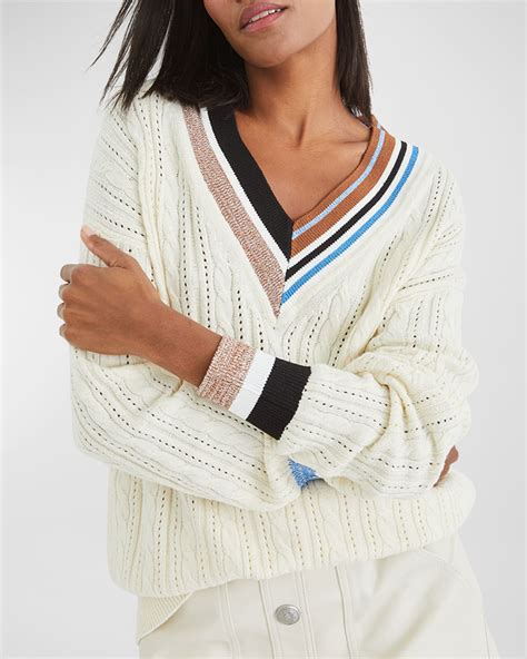 Veronica Beard Zinya V-Neck Sweater | Neiman Marcus