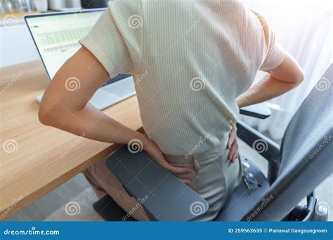 Woman Having Back Body Pain during Work Long Time on Workplace. Due To Piriformis, Low Back ...
