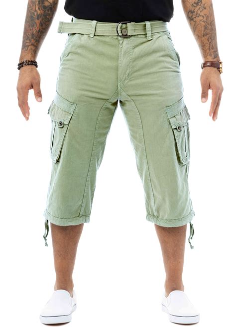 X RAY Men's Belted Long Cargo Shorts for Men, Below Knee Length Mens ...