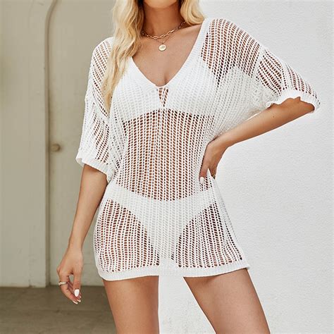 New Fashion AXXD White Swimsuit Cover Up Women Bathing Suit Hollow Out ...