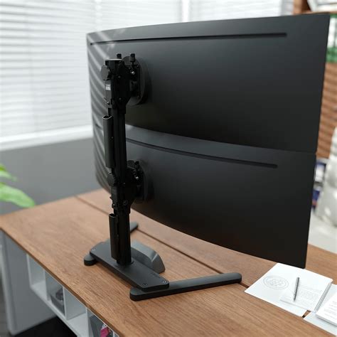 Atdec Freestanding Heavy-Duty Dual Vertical Monitor Mount, Black ...
