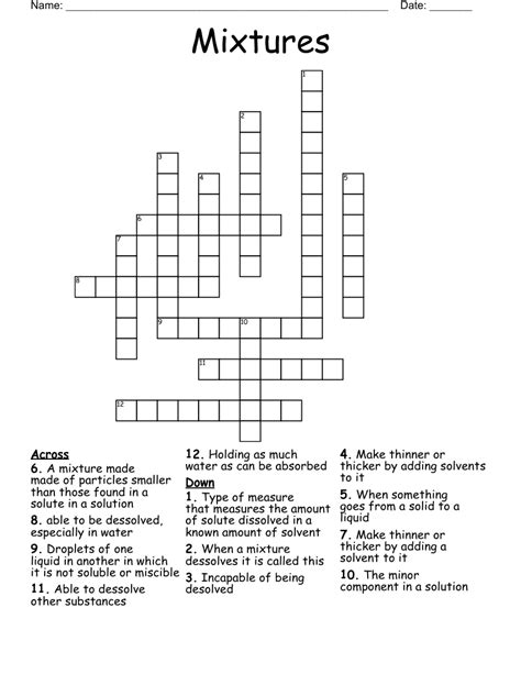 MIXTURES Crossword - WordMint