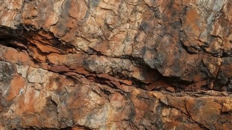 Brown rock texture with cracks close-up rough mountain surface. Stone ...