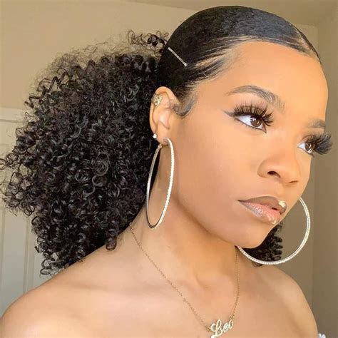 Amazon.com : Afro Kinky Curly Drawstring Pontail Human Hair For Black ...