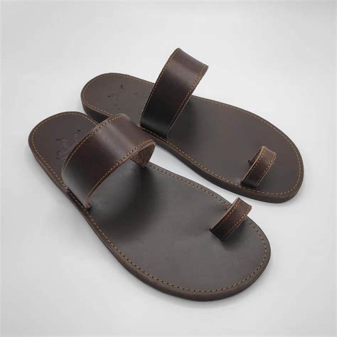 Jesus Sandals Mens - Men Toe Loop Slide Leather Sandals | Pagonis Greek ...
