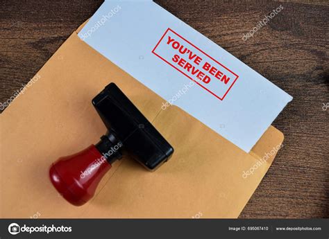 Red Handle Rubber Stamper You've Been Served Text Brown Envelope Stock ...