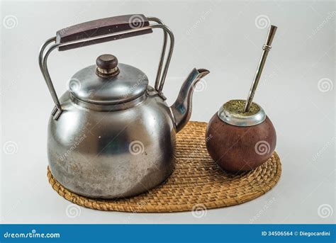 Traditional Argentinean Bevarage Mate with Kettle. Yerba Mate Stock ...