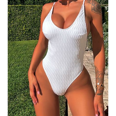 Custom Label White One Piece Swimwear Sexy High Cut Swimsuit - High Cut ...