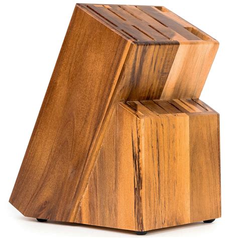 Coninx Acacia Wood Kitchen Knife Block - Professional Quality Wood Knife Organizer - Convenient ...