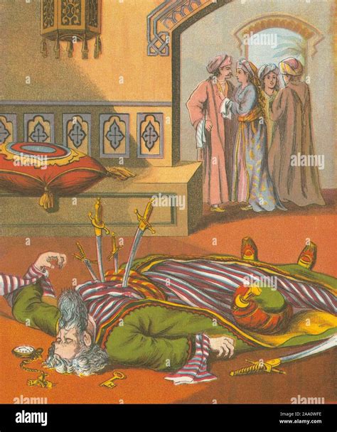 Illustration of a scene from the book 'Blue Beard' by author Charles ...