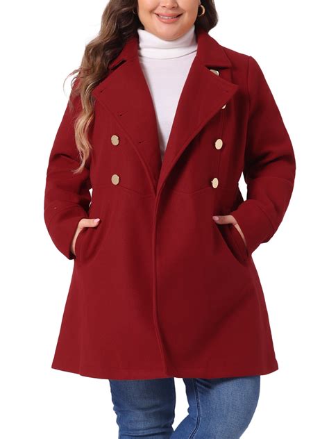 Agnes Orinda Women's Plus Size Winter Coats Double Breasted Peacoat ...