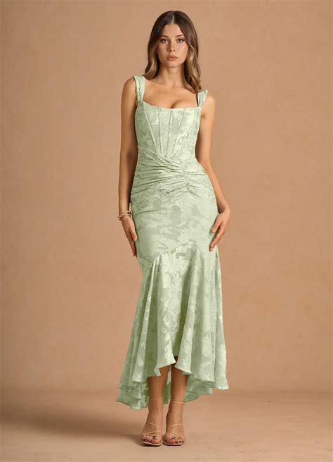 Tiana Light Green Maxi Dress | Azazie UK