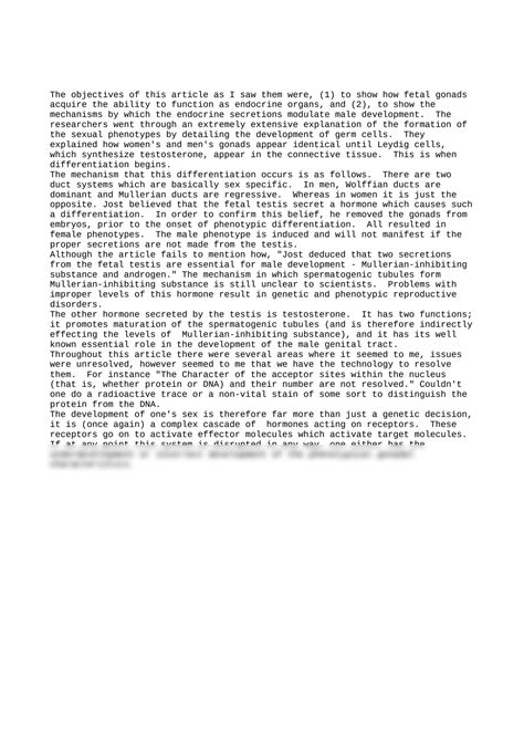 SOLUTION: The hormonal control of sexual development - Studypool