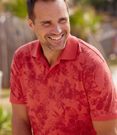 Men's Terracotta Printed Polo Shirt | Atlas For Men