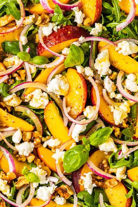 Peach Salad with Basil and Goat Cheese | The Mediterranean Dish