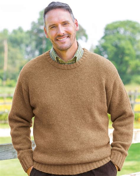 Mens Shetland Crew Neck Jumper, Shetland wool sweater