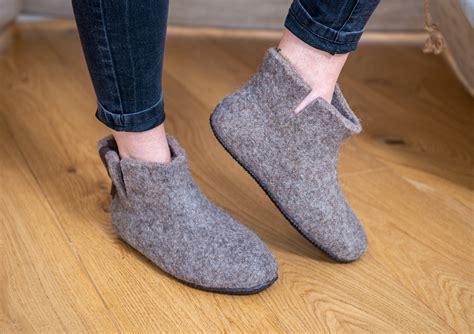 Women's Natural Wool Booties Slippers Warm Handmade - Etsy Australia
