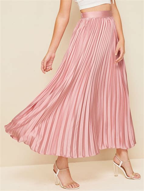 Zipper Side Pleated Satin Skirt | Sparkly skirt, Satin skirt, Fall skirts