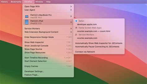 Enable DevTools in Safari