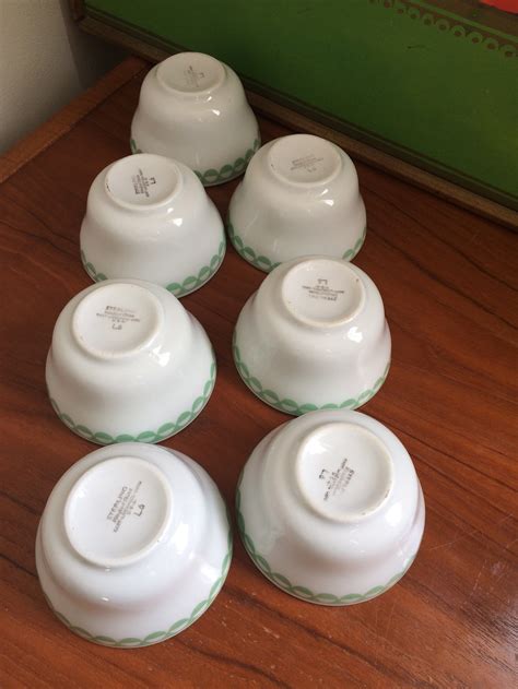 Vintage Sterling Vitrified China Cups With Green and White Circles ...